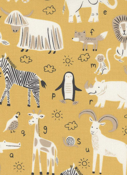 ABC XYZ Alphabet Animals By Stacy Iest Hsu For Moda Yellow