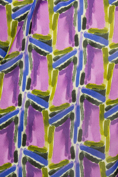 Abstract Block Georgette Purple / Multi