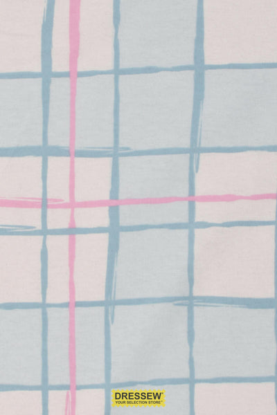 Abstract Check Flannelette Blue / Pink