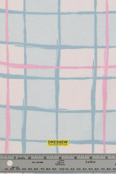 Abstract Check Flannelette Blue / Pink