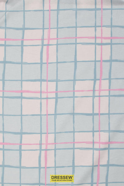 Abstract Check Flannelette Blue / Pink