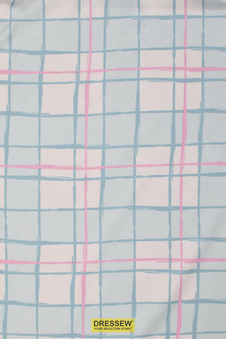 Abstract Check Flannelette Blue / Pink