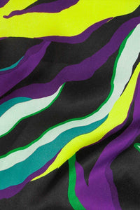 Abstract Leaves Silky Satin Black / Purple