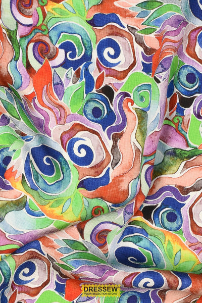 Abstract Swirl Bubble Shine Green / Multi