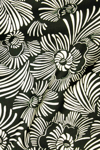 Abstract Violets Silky Satin Black / White