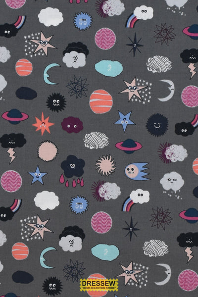 Across The Universe Stars & Clouds For Cotton + Steel Dark Grey