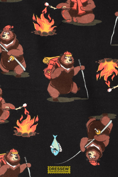 Adventure Bear Flannelette Black / Multi