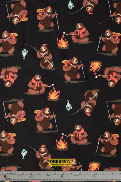 Adventure Bear Flannelette Black / Multi