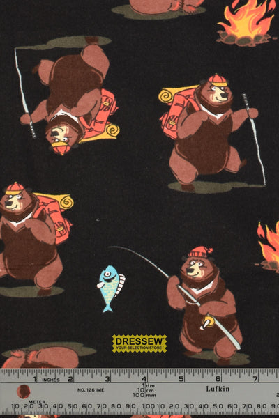 Adventure Bear Flannelette Black / Multi