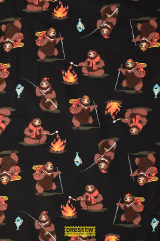 Adventure Bear Flannelette Black / Multi