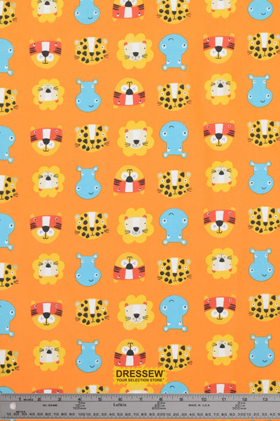 African Animal Head Toss Orange / Multi