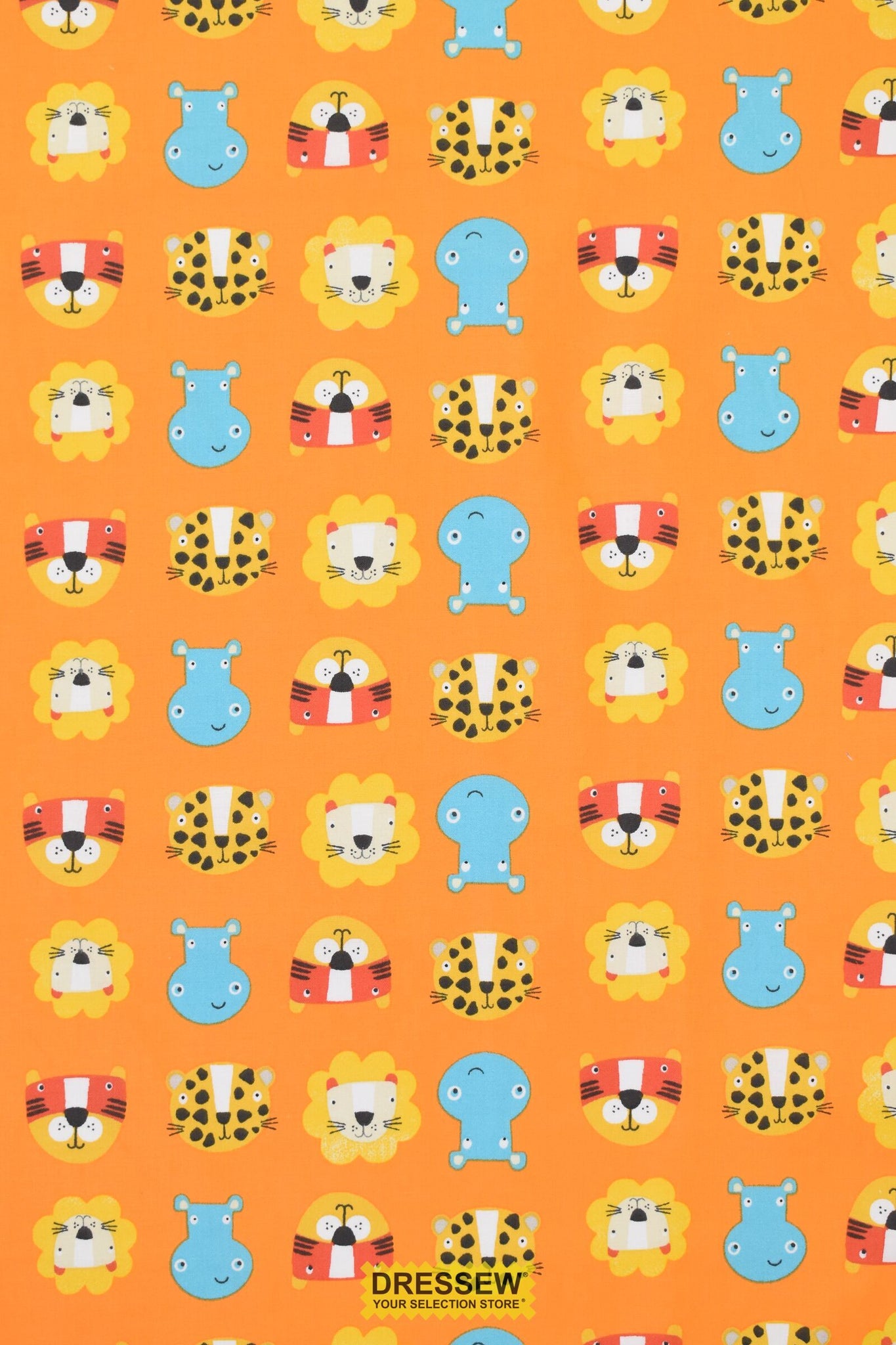 African Animal Head Toss Orange / Multi