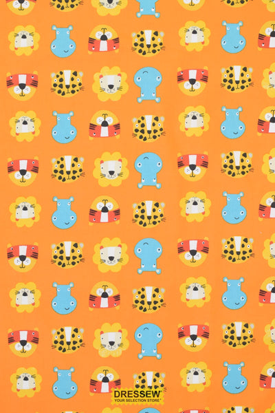 African Animal Head Toss Orange / Multi