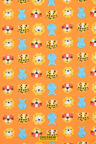 African Animal Head Toss Orange / Multi