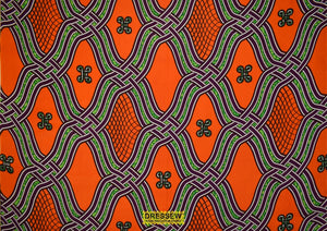 African Cotton Print Orange / Violet