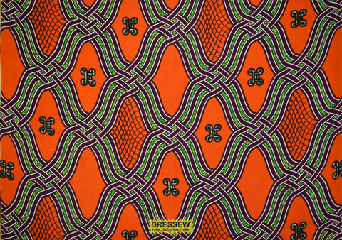 African Cotton Print Orange / Violet