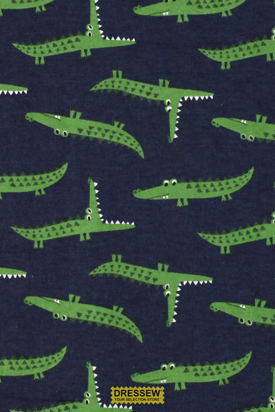 Alligator Flannelette Navy / Green