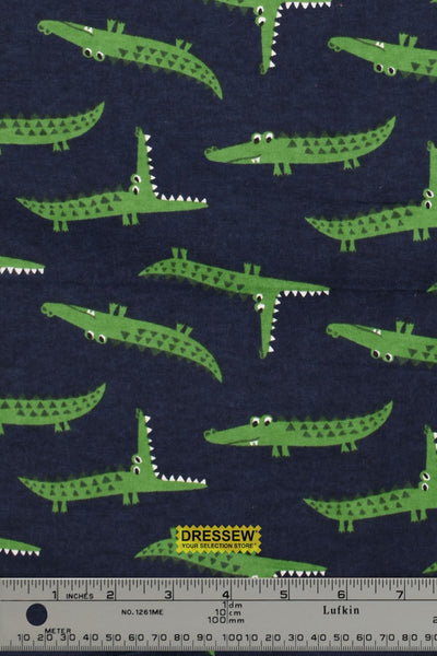 Alligator Flannelette Navy / Green