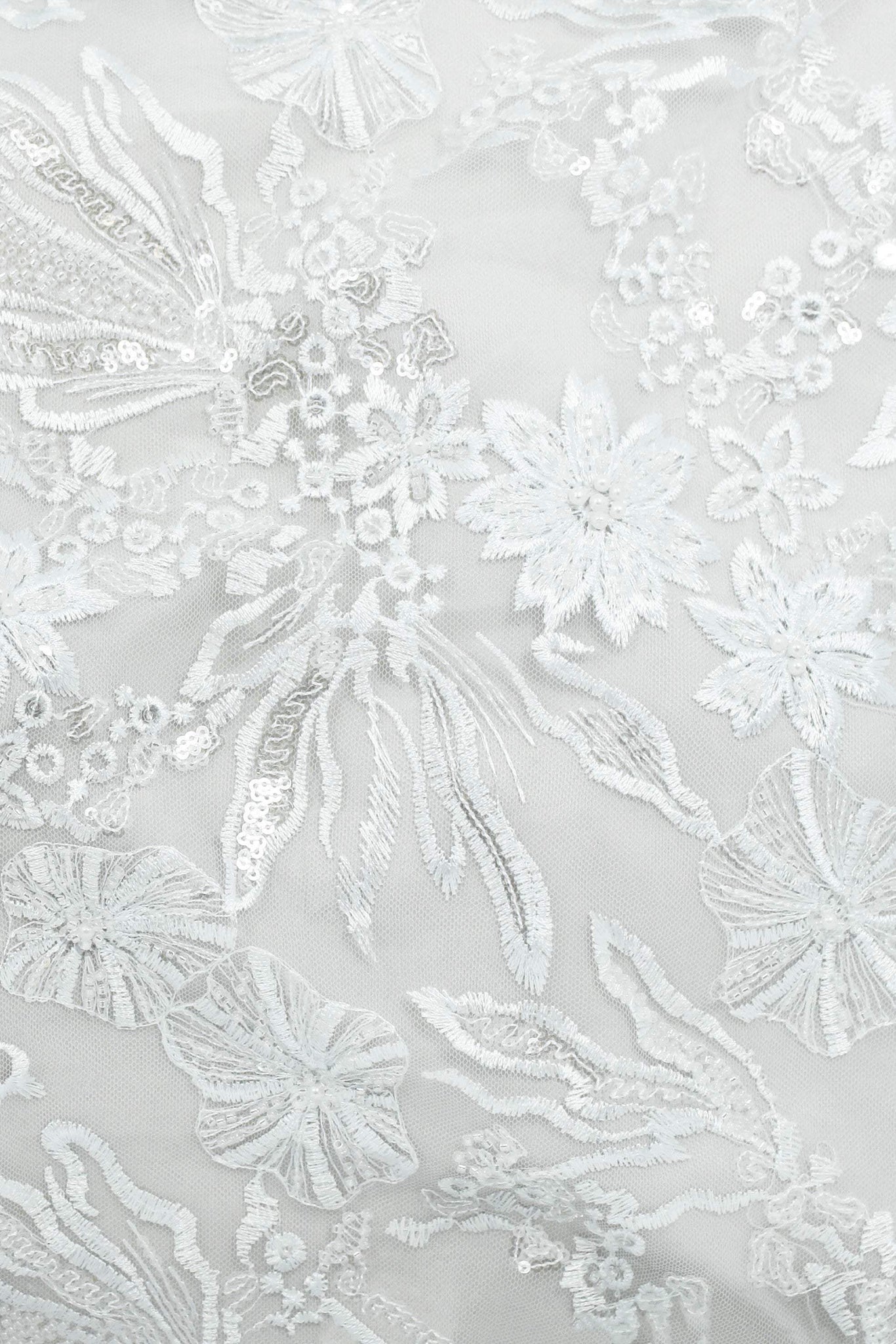 Amery Sequin & Bead Mesh White