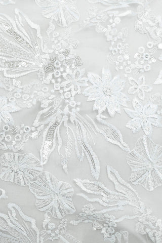 Amery Sequin & Bead Mesh White