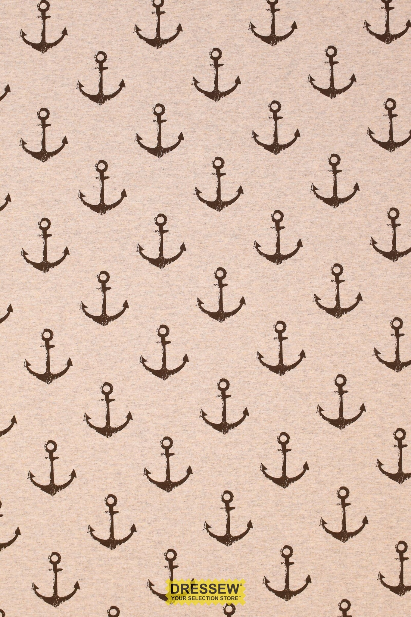 Anchor Print French Terry Taupe / Brown