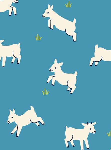Animal Animal Baby Goats By Ruby Star Society For Moda Vintage Blue