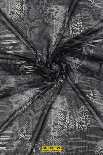 Animal Print Chiffon Steel / Black