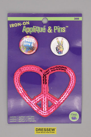 Applique & Pins Peace Heart
