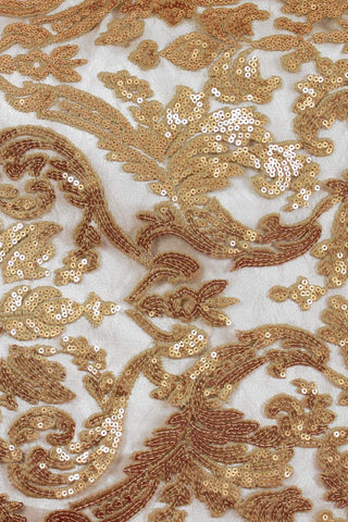 Arya Embroidered Sequin Lace Dark Gold