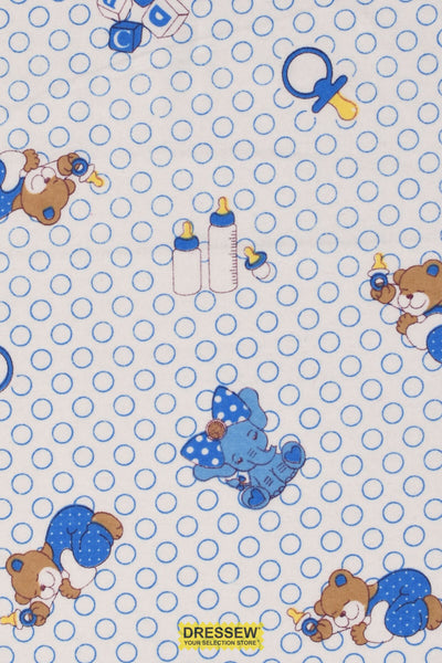 Baby Boy Flannelette White / Blue