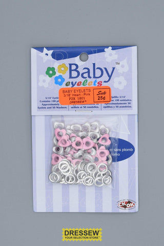 Baby Eyelets 3/16" Heart Pink