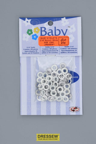 Baby Eyelets 3/16" Round White