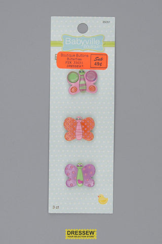 Babyville Boutique Buttons 25mm (1") Butterflies