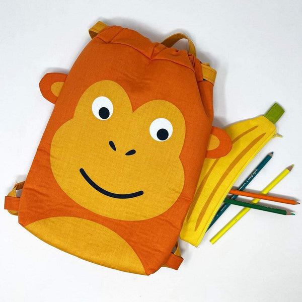 Back To School Monkey Backpack Panel By Stacy Iest Hsu For Moda