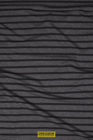 Bamboo Stripe French Terry Charcoal / Black
