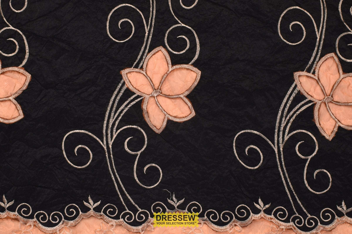 Basque Crinkle Taffeta - Embroidered Border Black / Copper – Dressew ...
