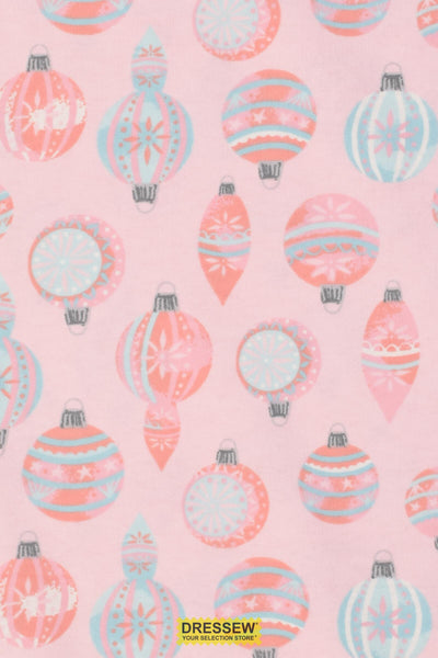 Baubles Flannelette Pink / Aqua