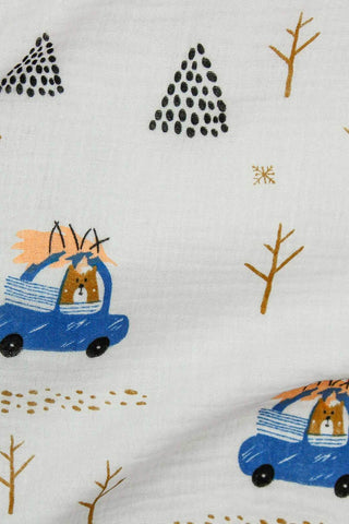 Bear in the Woods Double Gauze Off White / Multi