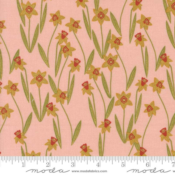Bee Garden Darling Daffodils By Gingiber For Moda Rose / Metallic Gold