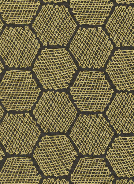 Bee Garden Honeycomb By Gingiber For Moda Black / Metallic Gold