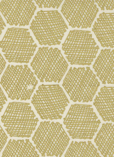 Bee Garden Honeycomb By Gingiber For Moda Porcelain / Metallic Gold