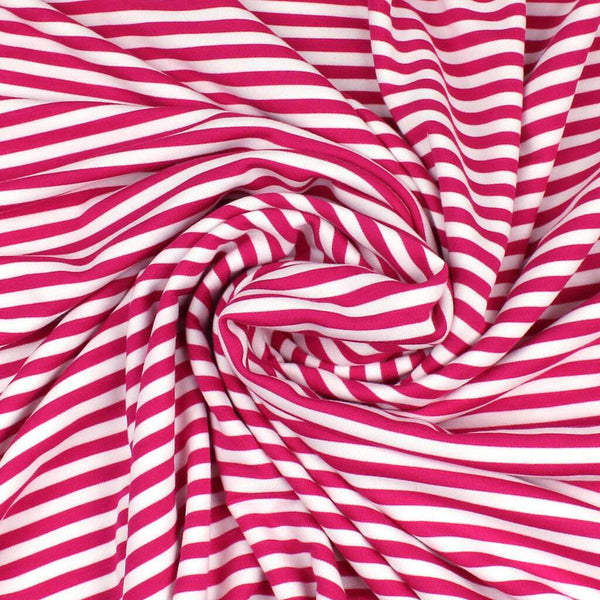 Bengal Stripe Double Knit Fuchsia / Ecru