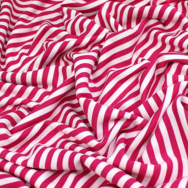 Bengal Stripe Double Knit Fuchsia / Ecru