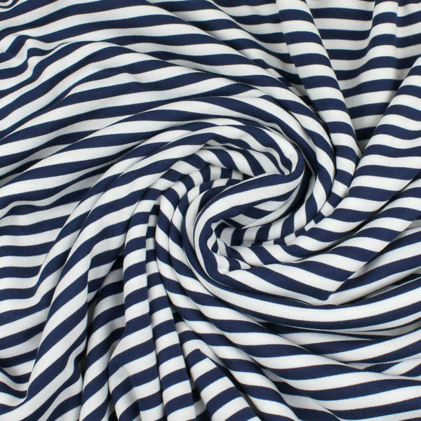 Bengal Stripe Double Knit Navy / Ecru