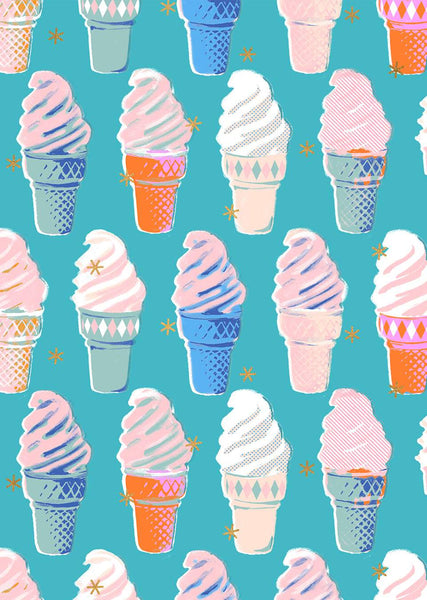 Best Day Ever Ice Cream Cones By Melody Miller Of Ruby Star Society For Moda Metallic / Dark Turquoise