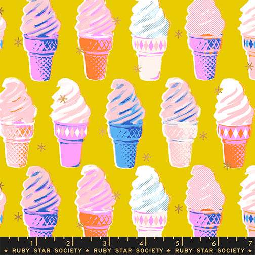 Best Day Ever Ice Cream Cones By Melody Miller Of Ruby Star Society For Moda Metallic / Golden