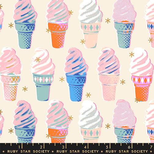 Best Day Ever Ice Cream Cones By Melody Miller Of Ruby Star Society For Moda Metallic / Natural