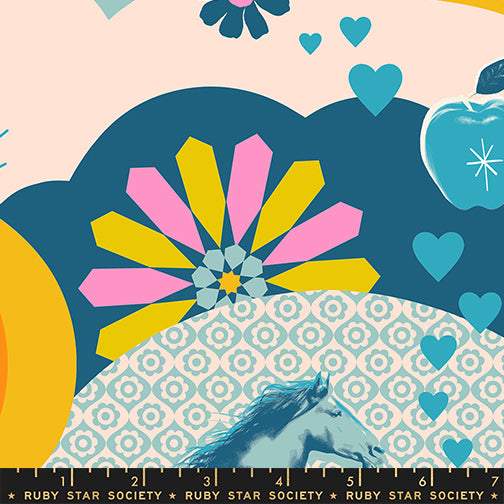 Best Day Ever Kitsch Landscape By Melody Miller Of Ruby Star Society For Moda Teal