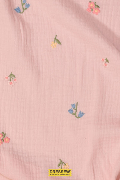 Bloom Embroidered Double Gauze Blush