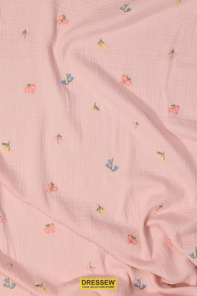 Bloom Embroidered Double Gauze Blush